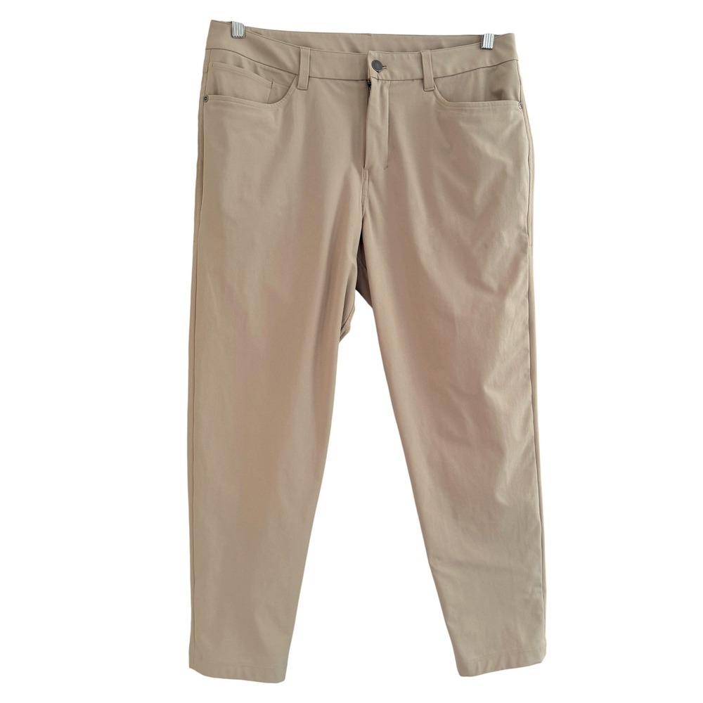 Lululemon ABC Slim-Fit Pant Mens 33 Warpstreme Trench Khaki Beige LM5AQRS Chino
